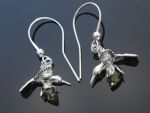 Kolibry srebrne kolczyki z bursztynem SL06