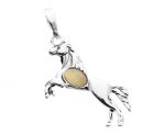 Koń srebrny wisiorek z bursztynem SL08