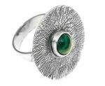 Oryginalny srebrny pierścień z malachitem OP08