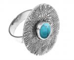 Oryginalny srebrny pierścień z turkusem OP08