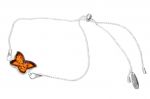 Srebrna bransoletka z bursztynowym motylem