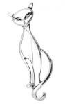 Kot srebrna broszka z cyrkonią bezbarwną ST47